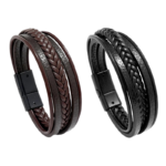Pulsera De Cuero Con Hebilla Magnética